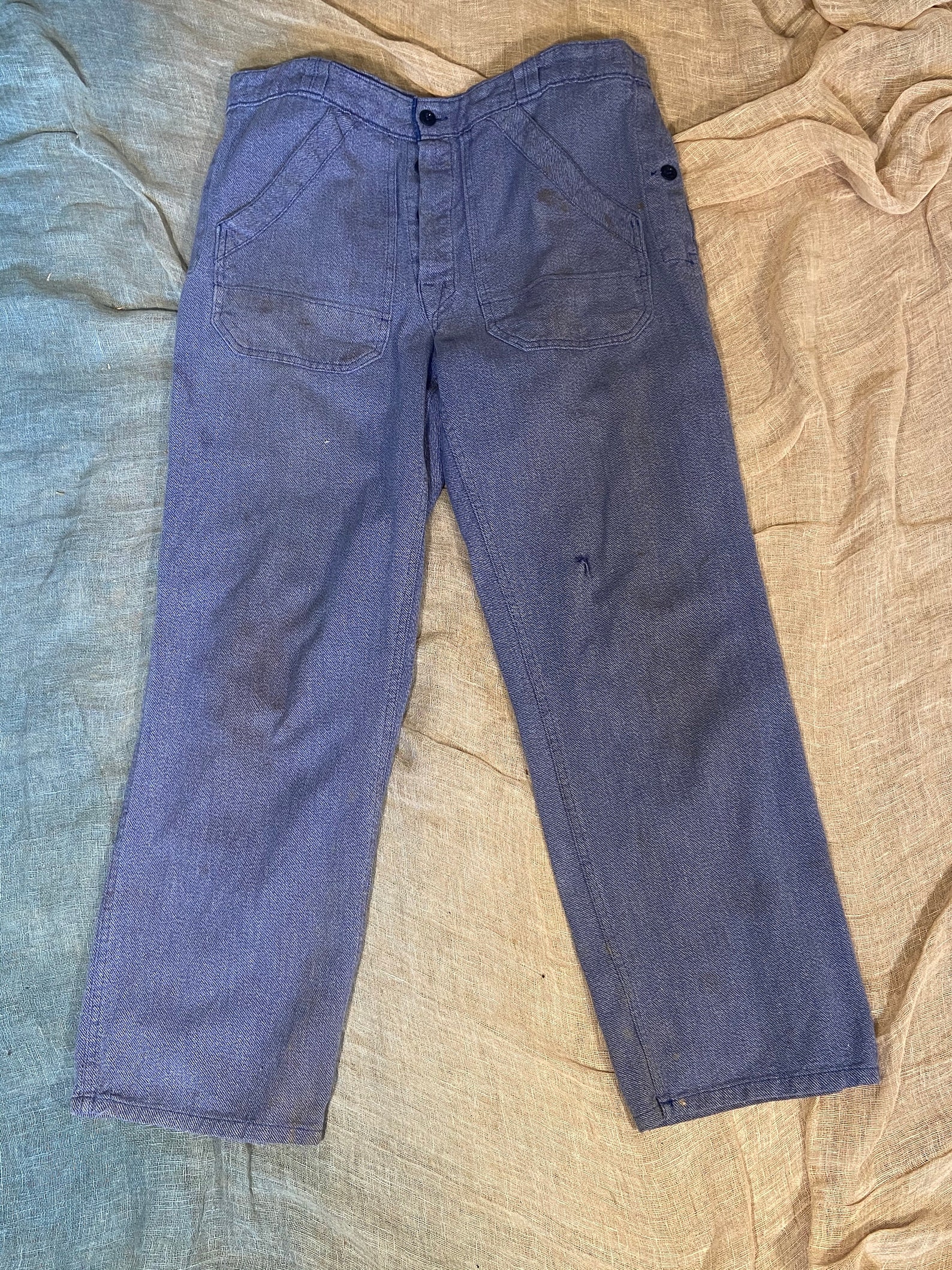 Light Blue Workwear Trousers with Pockets | Etsy