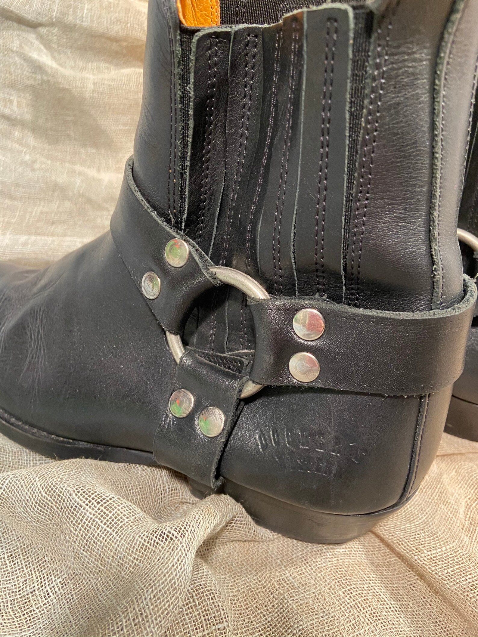 Dockers Motorcycle Leather Ankle Boots with Rivets Biker | Etsy