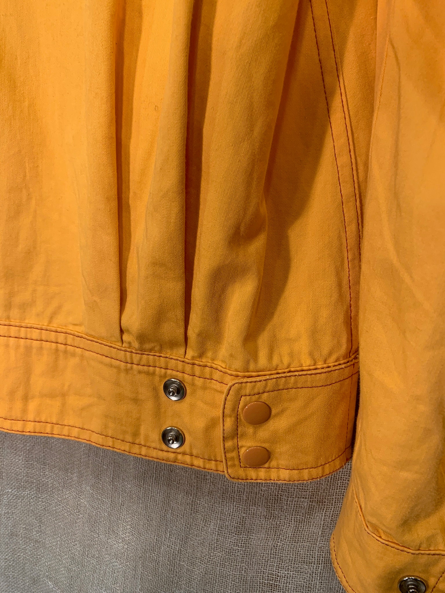 Vintage cotton Jacket in Canary Yellow with cool overstitching | Etsy