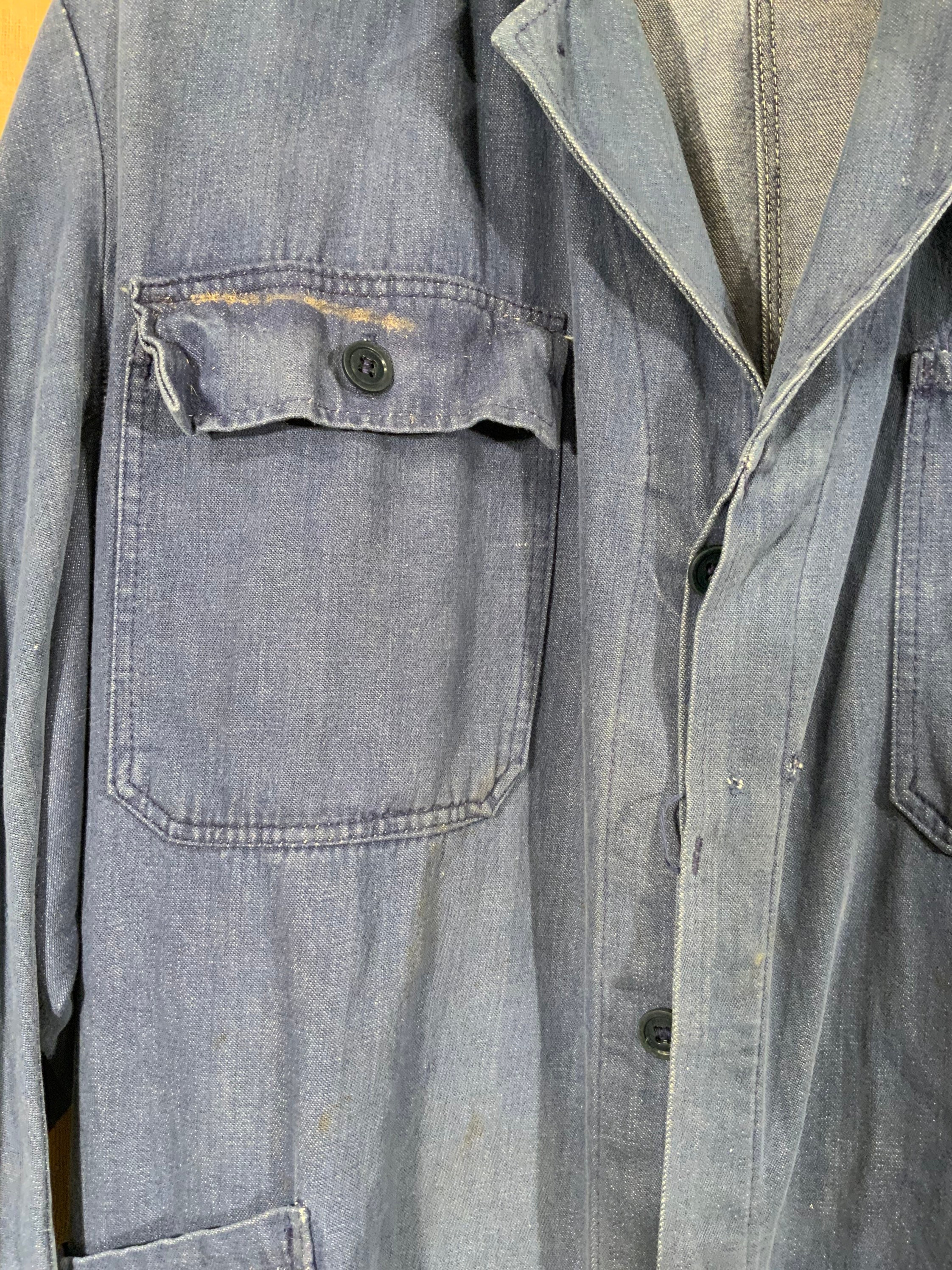 French 1960s Light Blue Indigo Denim Chore Jacket Great Signs - Etsy UK