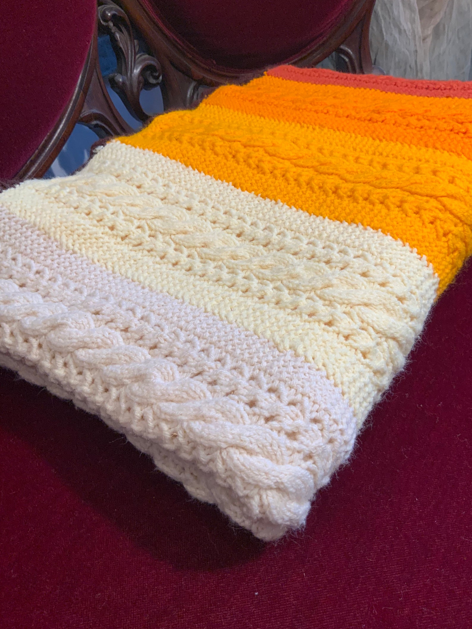 Vintage Cozy 100 Wool Crochet/knitted/open Weave Blanket Etsy