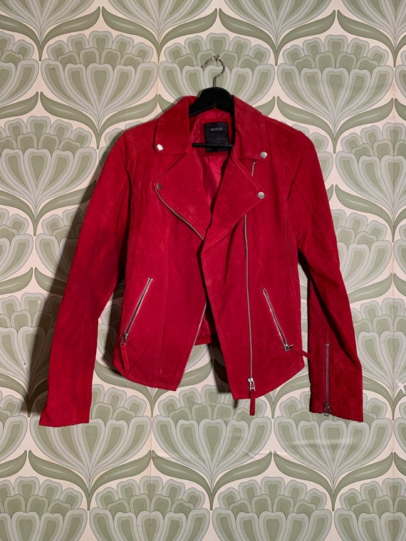 Yessica Red 100% Leather Biker Jacket 