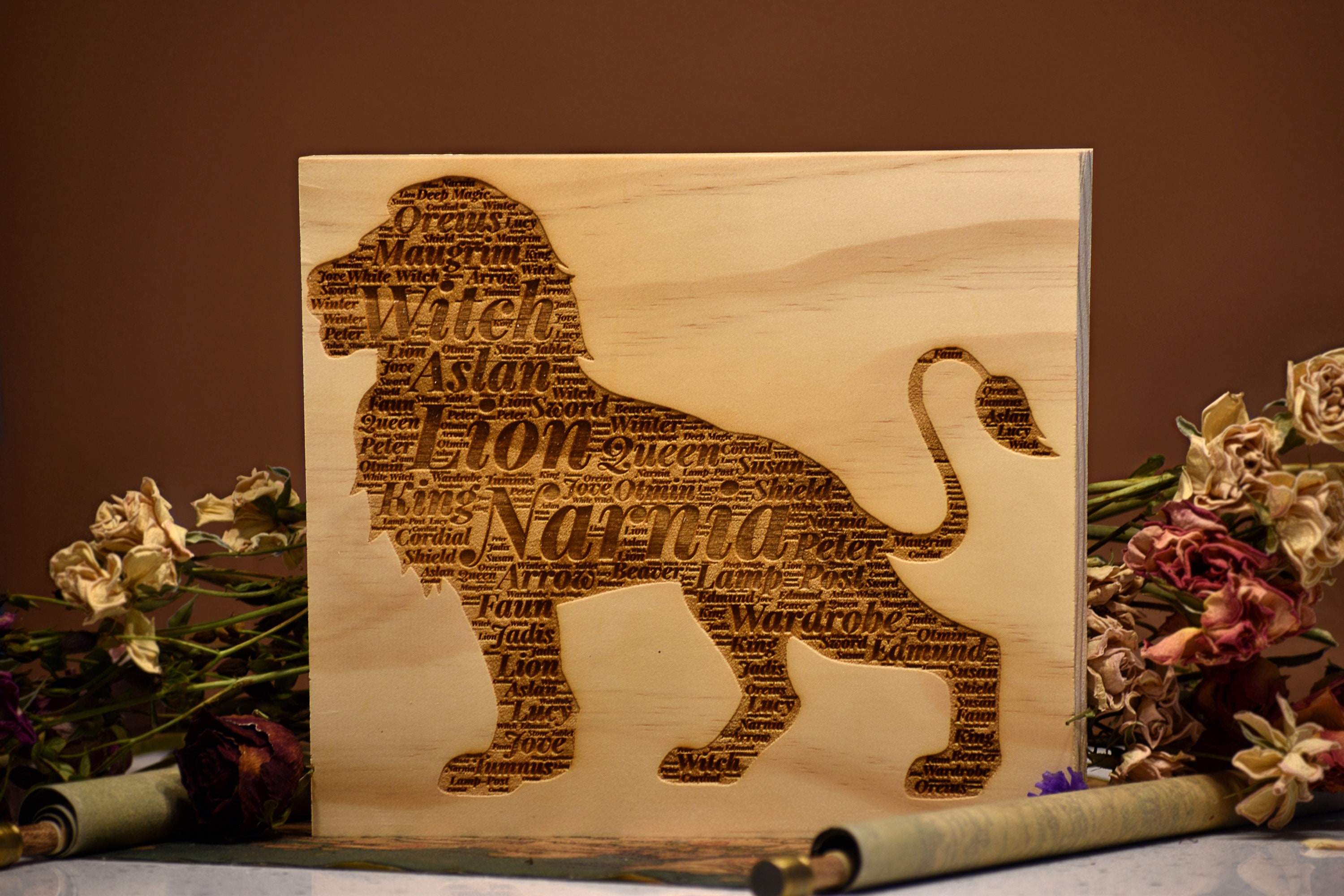 Narnia madera láser grabado arte de la pared el león la | Etsy