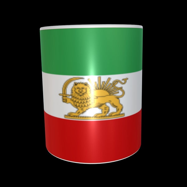 Persian flag on mug, gift for Persian New year, shir o khorshid flag Gift for Persian friends Persian friend. Made in the UK