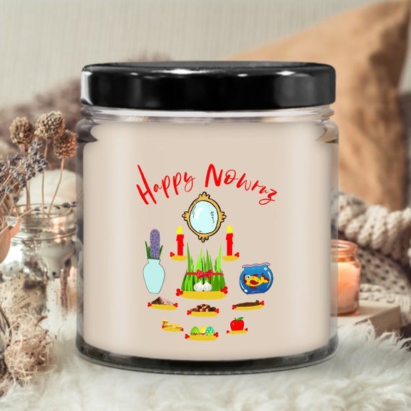Persian New Year Candle- Nowrouz gift. A gift for Persian New Year- Haftsin on a candle- Candle for Persian friends- Norouz candle, Nowrooz.