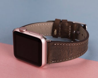 Apple Watch Band 42mm 44mm Apple Watch Band 38mm 40mm Leather Apple iWatch Monogram Custom Apple Strap Man Woman Gift Watch Strap