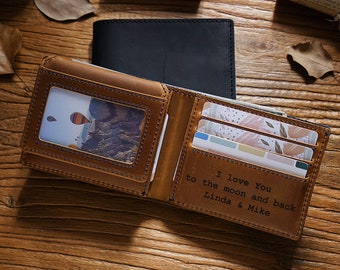 Anniversary Gift for Him,Personalized Wallet,Mens Wallet,Engraved Wallet,Leather Wallet,Custom Wallet,Boyfriend Gift for Men,Gift for Dad