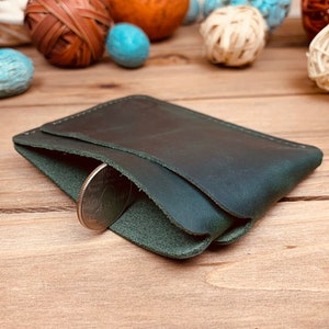 Soporte de tarjeta de cuero Hecho a mano Slim Leather Wallet Minimalist Wallet Minimalista Card holder Leather Card Wallet Slim Wallet Leather Cardholder