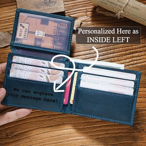Regalo de aniversario para él, billetera personalizada, billetera grabada, billetera para hombre, billetera personalizada, billetera de cuero, regalo para papá, regalo de novio para hombres