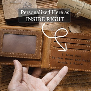 Regalo de Navidad para él, Cartera de cuero personalizada, Cartera personalizada, Cartera grabada, Regalo para novio, Cartera para hombre, Regalo de cumpleaños de papá
