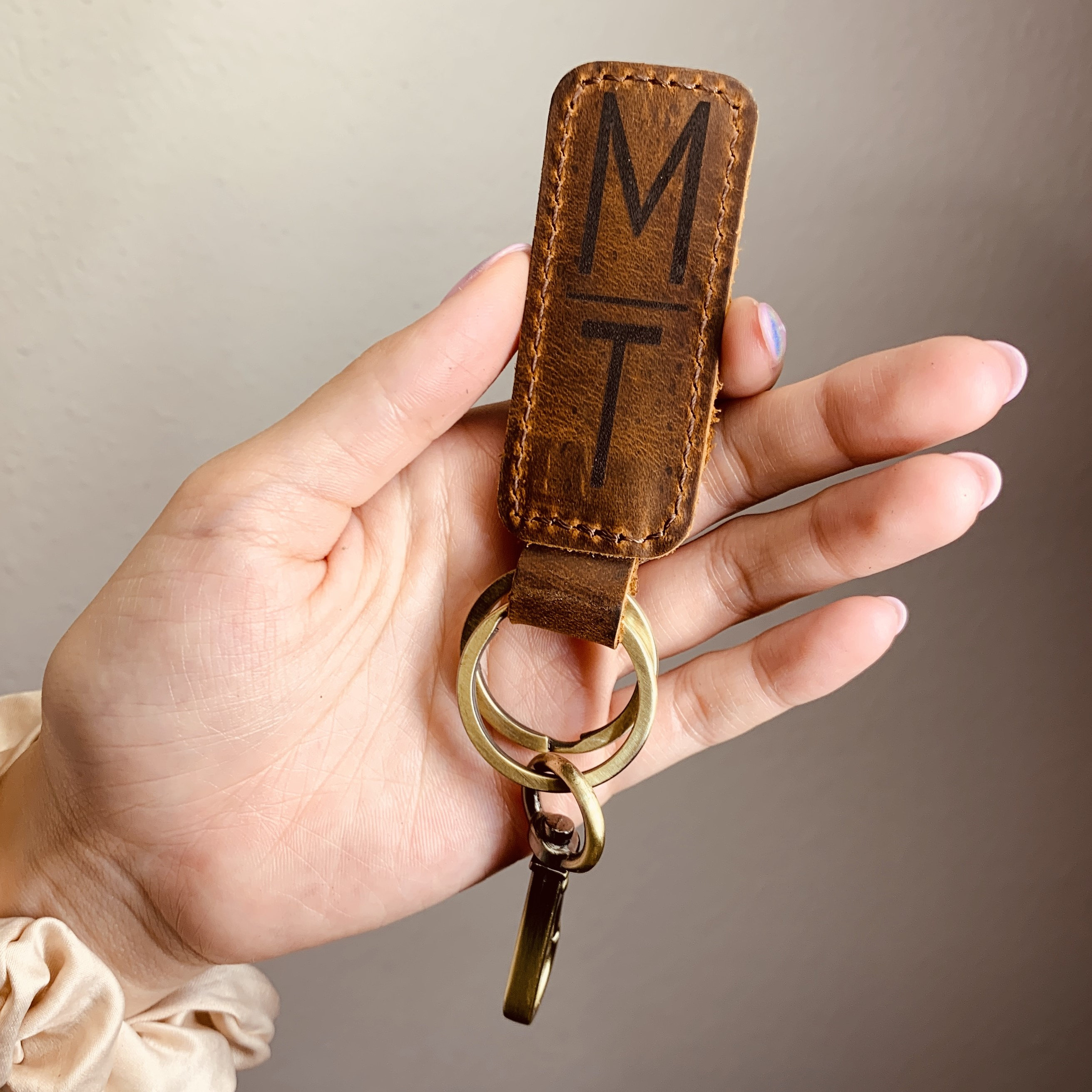 Leather coordinate keychain clearance