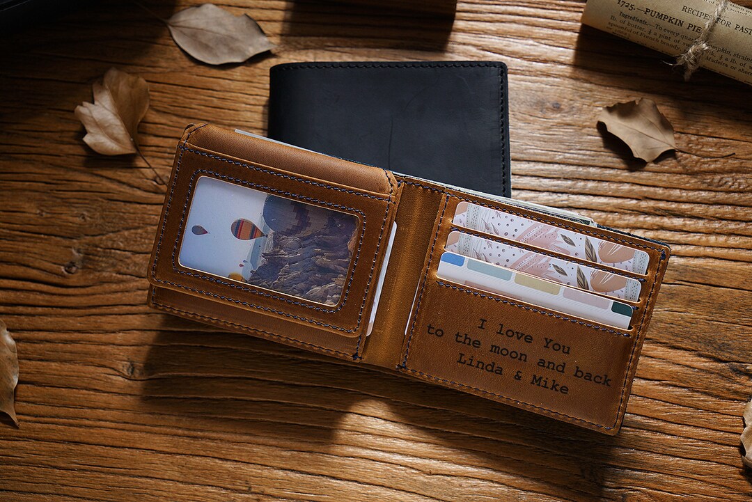 Engraved PU Leather Wallet For Dad - Personalized Gift For Father's Day, Birthday, Christmas