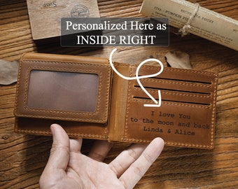 Men's Wallet, Genuine Leather Mens Wallet, Personalized Wallet, Gift for Him, Groomsman Gift, Husband Gift, Gift For Him, Engraved Wallet