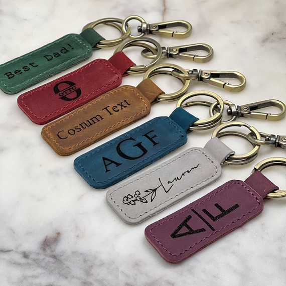 Personalized Leather Keychain, Customized Keychain, Custom Leather