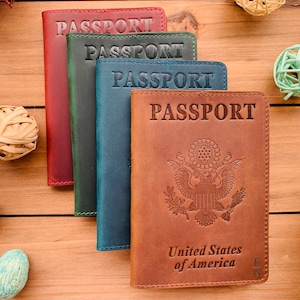 Funda de pasaporte personalizada, funda de cuero para pasaporte, estuche para pasaporte, billetera para pasaporte, regalo de viaje, regalo de pasión por los viajes, regalo de viajero