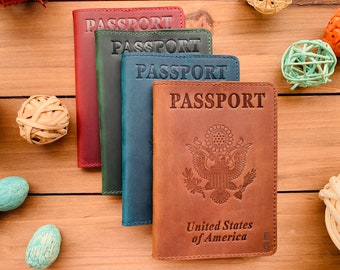 Passport Cover Personalized, Leather Passport Holder, Passport Case, Passport wallet, travel Gift, Wanderlust Gift, Traveler's Gift