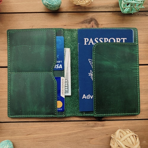 PERSONALIZED Leather Travel Wallet Custom Passport Holder Etsy