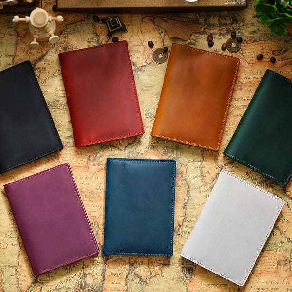 Funda de pasaporte personalizada, funda de cuero, estuche para pasaporte, billetera para pasaporte, funda personalizada para pasaporte, regalo para pasaporte
