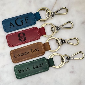 Custom LEATHER KEYCHAIN, Coordinates Key Chain, Anniversary Date Engraved, Birthday, Location, Company Name, Key FOB, Personalized Gift, 4 U