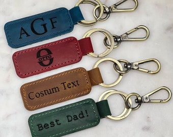 Custom LEATHER KEYCHAIN, Coordinates Key Chain, Anniversary Date Engraved, Birthday, Location, Company Name, Key FOB, Personalized Gift, 4 U