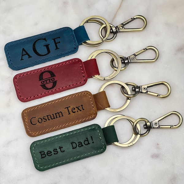 Custom LEATHER KEYCHAIN, Coordinates Key Chain, Anniversary Date Engraved, Birthday, Location, Company Name, Key FOB, Personalized Gift, 4 U