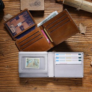 a wallet with a passport and a passport case on a table