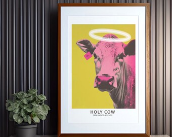 Pinke Heilige Kuh Pop Art Print: Warhol inspirierte Dekoration