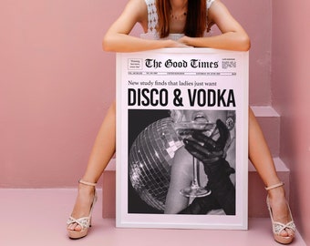 Disco and Vodka Art Print: Black & White Fashion Poster