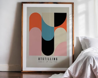 Bauhaus Oslo Exhibition Poster – Modernist Wall Art Print, Mid Century Abstract Home Decor.