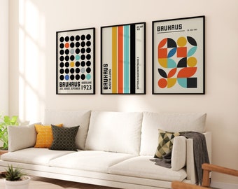 Bauhaus Exhibition Posters: Set of 3, Retro Neutral Wall Art (Digital Download)