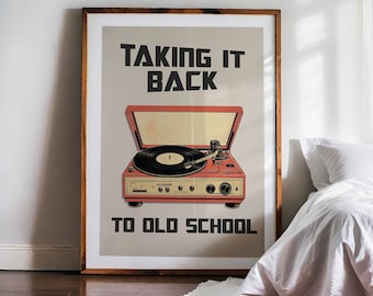 Vintage Vinyl Record Player Wall Art – Retro Turntable Poster for Music Lovers