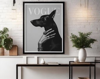 Fashion Dog Kunstdruck: Elegantes Schwarz-Weißes Wohndekor