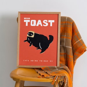Cadeau kattenliefhebber; Grappige kattenposter in retro, minimalistische stijl, echt eigenzinnig interieur!