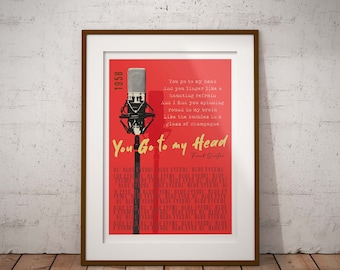 Vintage Style Red Poster featuring Frank Sinatra Song Lyrics - You Go To My Head