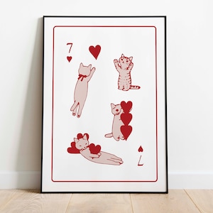 Poster Adorables chats 7 of Hearts Carte à jouer
