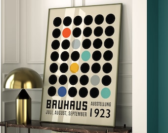 Vintage Retro Bauhaus Poster Print - Mid Century Modern Wall Art - Unique Minimalist Design