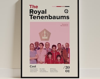 The Royal Tenenbaums Movie Poster – Pink Mid-Century Modern Wes Anderson Film Art Print