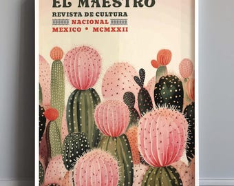 Kaktus Kunstdruck, El Maestro, Wüsten Dekor