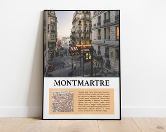 Paris Montmartre Poster: Minimalist Mid-Century Modern Wall Art