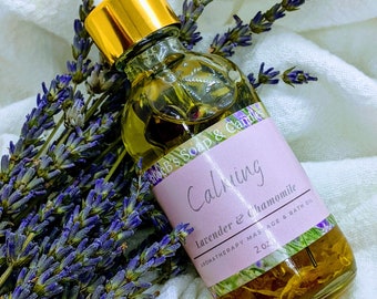 Massage Body Bath Oil | Calming Lavender & Chamomile  | Infused Botanical Body Oil
