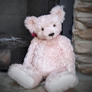 OOAK teddy bear 16&quot;. Collectible teddy bear. Handmade staffed toy. Soft Teddy bear. Pink plush teddy bear. Big teddy bear. Mohair teddy bear