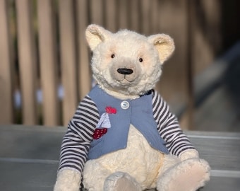 Oso de peluche de artista de 28 cm (11"). Oso de peluche único. Peluche. Oso de peluche hecho a mano. Juguete suave. Oso de peluche de colección. Oso de peluche Polar.