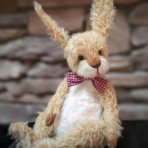 Artist Teddy Bunny 11 in (28 cm). Classic style teddy bunny. Handmade OOAK rabbit. Collectible bunny. Staff toy. Plush bunny.