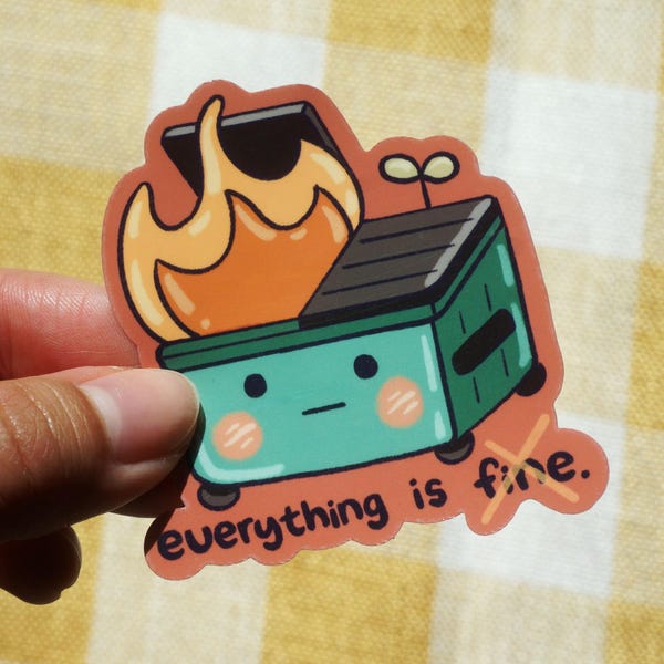 Dumpster Fire Meme (Vinyl Sticker)