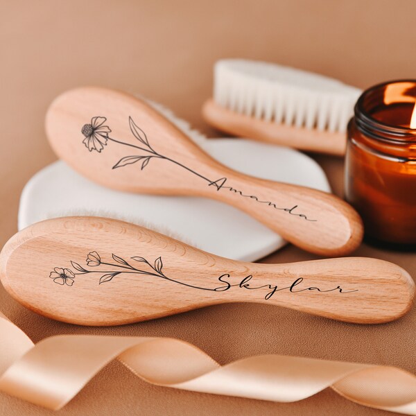 Personalized Wooden Brush | Perfect Baby Shower Gift | Personalized Wooden Bristles | Natural Baby Haircare | Handcrafted Soft Brush