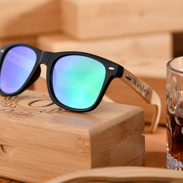 Custom Engraved Wooden Sunglasses, Trendy Best Man Proposal Idea, Unique Gift for Him, Personalized Groomsmen Gift Set,Best Man Gift