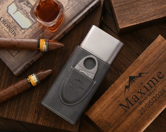 Personalized Cigar Case,Stylish Cigar Travel Case,Leather Cigar Holder,Custom Engraved Groomsmen Gift,Personalized Groomsmen Gift for Him