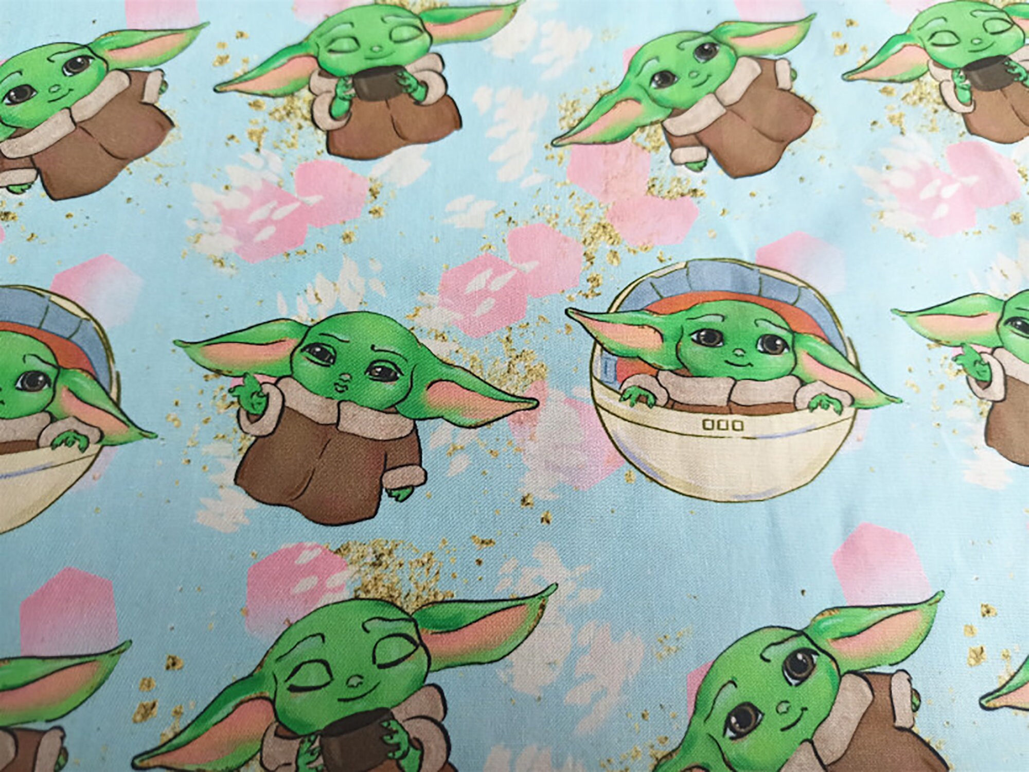 Baby Yoda Fabric 100 Cotton Fabric DIY Cartoon Fabric Face Etsy