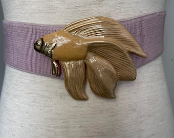Solid Brass 70s Trinity Buckle Fish Goldfish Pisces Vintage  display picture 2