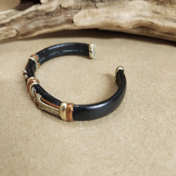Vintage Leather copper adjustable flexcore bracel… - image 3